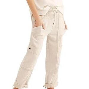 Free People Boho Ivory/Cream Feelin Good Utility Pull-On Pants Women’s Size XS